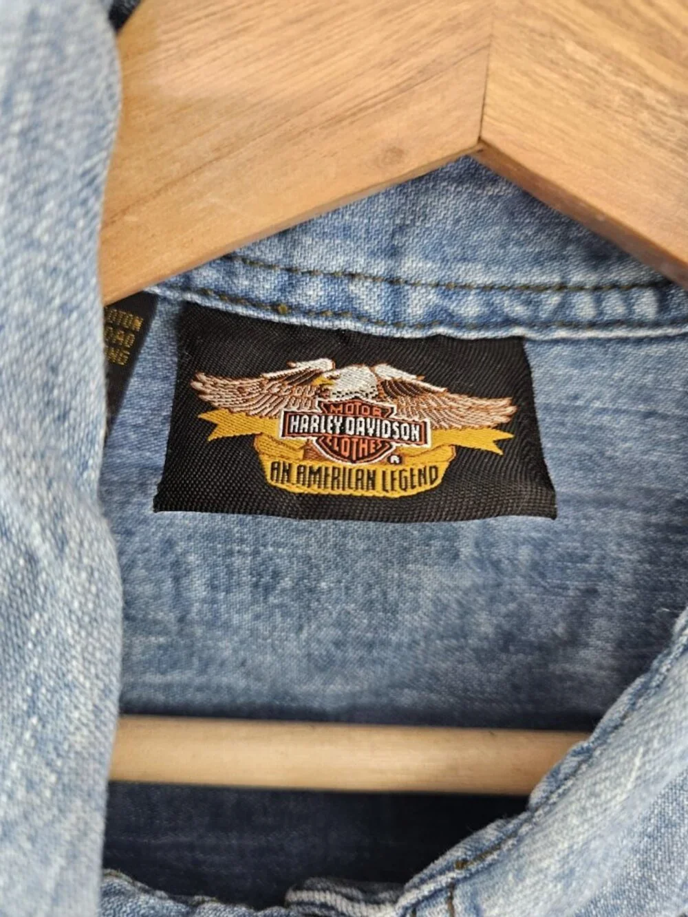 Harley Davidson Denim Trucker Vest Mens Large Metal Snap Buttons Blue Vintage